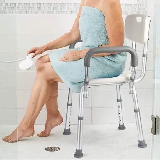 Shower Chair Seat with Padded Armrests and Back image {5}