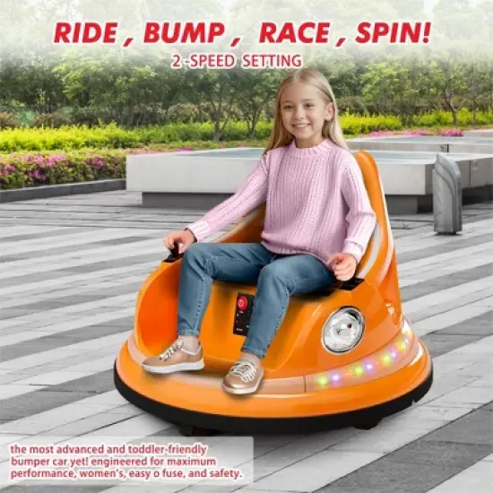 Toddlers Bumper Car, 12V Ride On Toy Car for Kids, Electric Ride On Car w/Remote Control, Baby Bumping Toy Car 2 Speeds, LED Lights, 360 Degree Spin image {6}