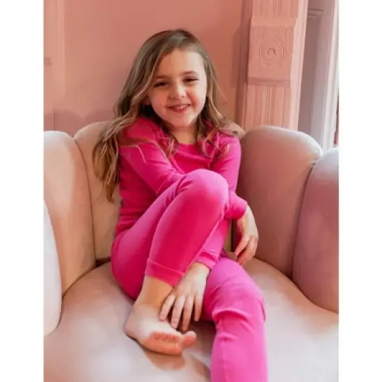 Leveret Kids Two Piece Long Sleeve Cotton Solid Classic Color Pajamas image {2}