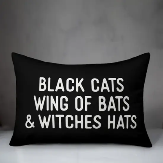 Creative Products Black Cats Wing of Bats & Witches Hats 14x20 Indoor / Outdoor Pillow image {1}