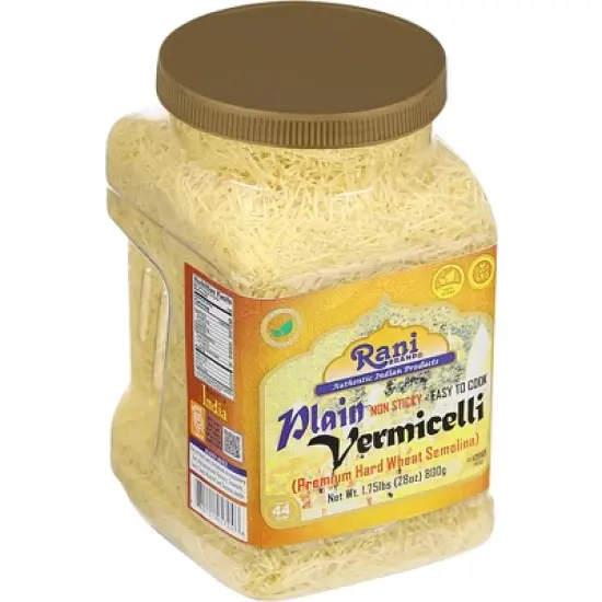 Plain Vermicelli (Wheat Noodles) - 28oz (1.75lbs) 800g PET Jar - Rani Brand Authentic Indian Products image {6}