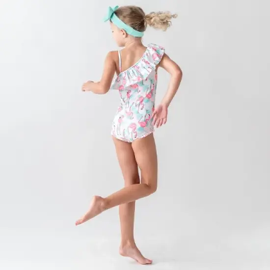 RuffleButts Girls One Shoulder Ruffle One Piece image {3}