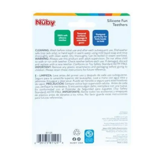 Nuby Silicone Teether - Neutral Red and Blue - 2pk image {8}