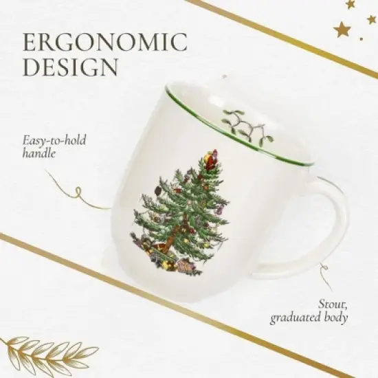 Spode Christmas Tree Cafe Mug (Set of 4) - 14 Oz Ceramic Holiday Coffee Mugs for Tea, Hot Chocolate, Lattes - Microwave & Dishwasher Safe image {2}