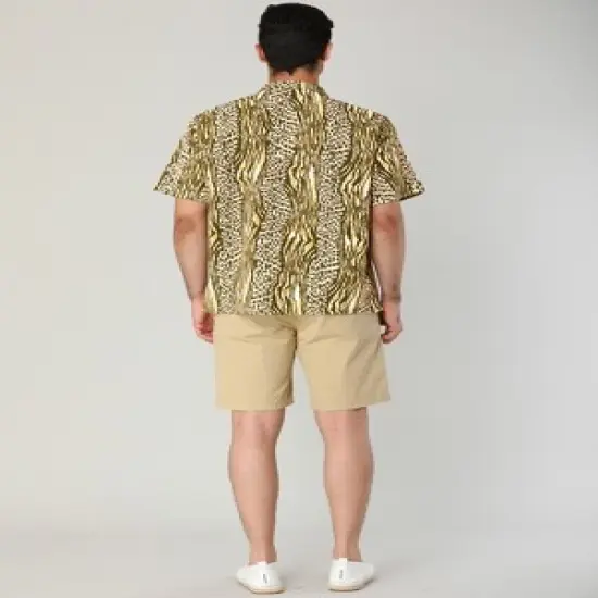 Lars Amadeus Men's Leopard Printed Disco Shirts Camp Collar Short Sleeves Button Down Summer Shirt image {3}