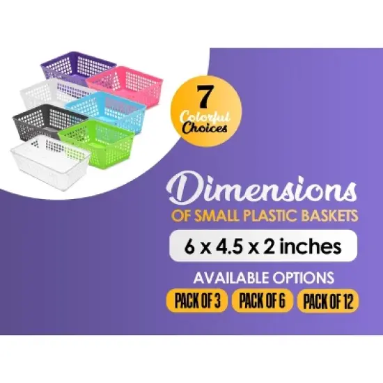 YBM HOME Plastic Perforated Storage Basket Bin Office Drawer, Shelf Desktop CountertopTray Organizer 32-1184, Pack of 12 image {4}