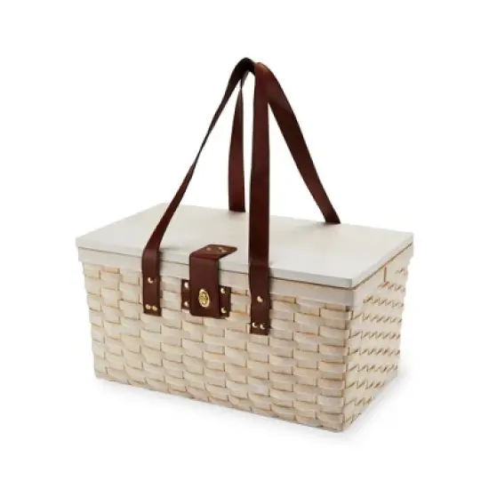 Twine Tahoe Outdoor Picnic Basket with Lid and Handle, Four Person Picnic Basket with Accessories Picnic Equipment 28-Piece Set image {9}