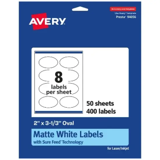Avery Matte White Oval Labels, 2" x 3-1/3" image {9}