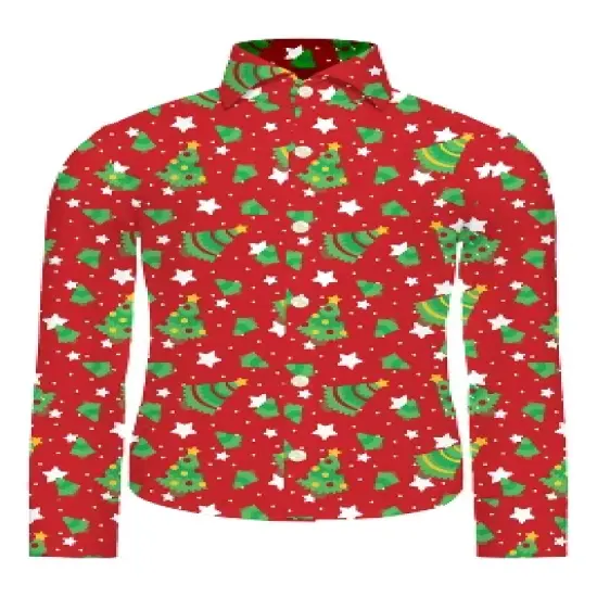 Suitmeister Boys Christmas Shirt - Christmas Trees Stars Red image {3}
