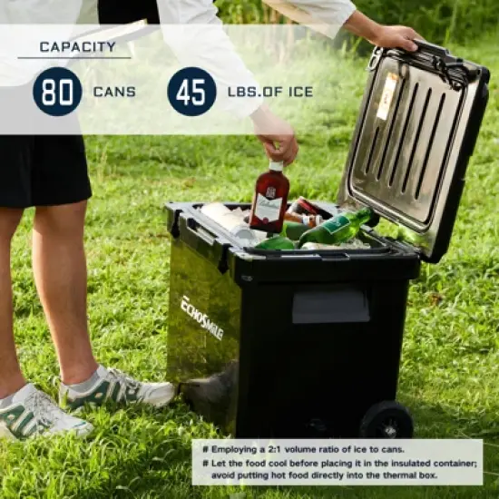 EchoSmile 45 qt. Rotomolded Cooler with Sealing Ring in Black image {6}