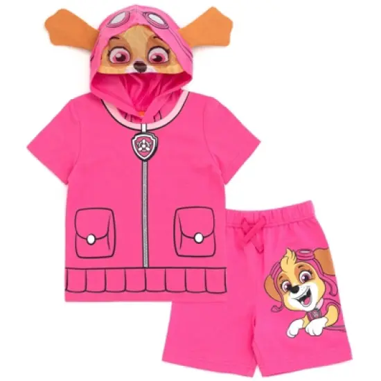 Paw Patrol Chase Skye Rubble Marshall Cosplay T-Shirt and Bike Shorts French Terry Outfit Set Toddler to Big Kid image {10}