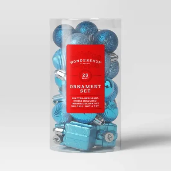 25ct Assorted Shatter-Resistant Christmas Tree Ornament Set - Wondershop&trade; image {2}