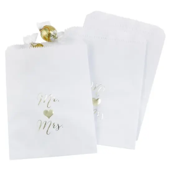 25ct Mr and Mrs Treat Bags White image {1}