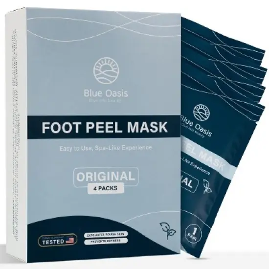 Blue Oasis Foot Peeling Mask - Exfoliating Foot Mask for Dry Cracked Feet, Avocado Cracked Heel Treatment, Moisturizing Foot Peel Mask, Luxury Foot image {8}