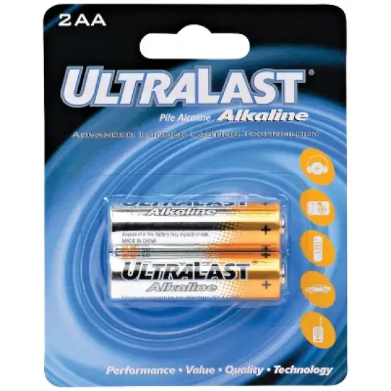Ultralast&reg; ULA2AA AA Alkaline Batteries, 2 Pack in Multicolored image {1}