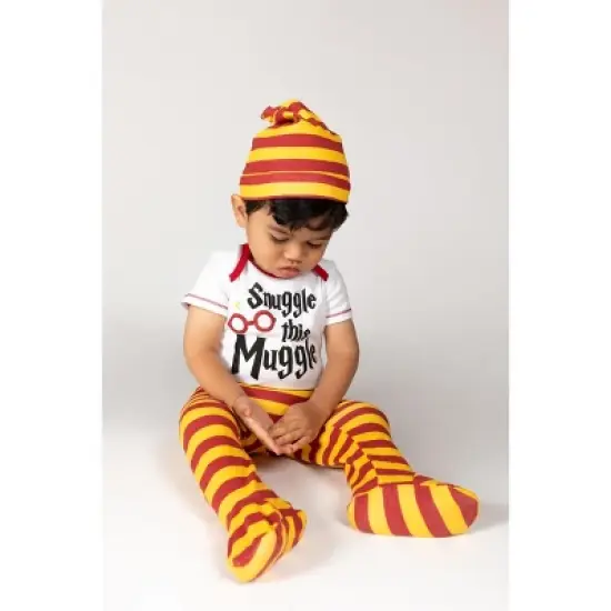 Harry Potter Baby Bodysuit Pants and Hat 3 Piece Outfit Set Newborn to Infant image {2}