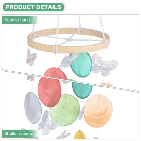 Unique Bargains Outdoor Decorative Seashell Handcrafted Wind Chime 4.7" x 13.8" Colorful 1 Pc image {1}