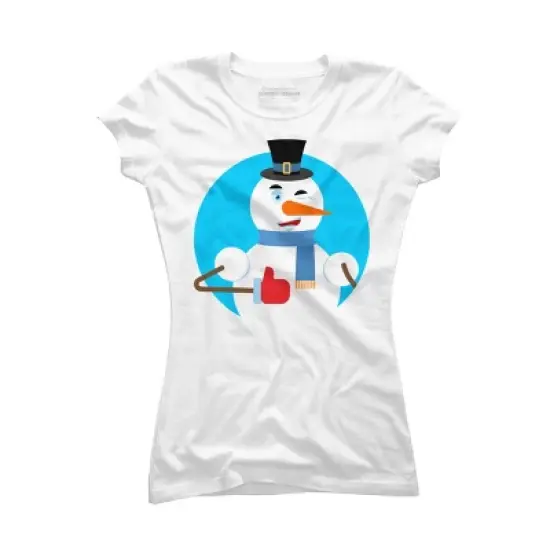 Junior's Design By Humans Snowman thumbs up winks emoji. New Year and Christmas By Roplon T-Shirt image {5}
