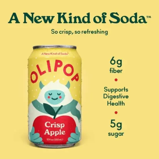 OLIPOP Crisp Apple Soda - 12 fl oz Can image {1}