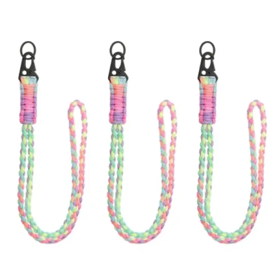 Unique Bargains Braided Soft Keychain ID Badges Lanyard with Metal Ring 3 Pcs image {5}