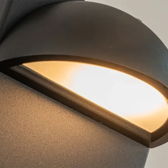 ALOADECOR 1 Light in. Modern Outdoor Integrated LED Wall Light with Dusk-to-Dawn Sensor Black Exterior Sconce with Frosted Glass for Entryway image {3}