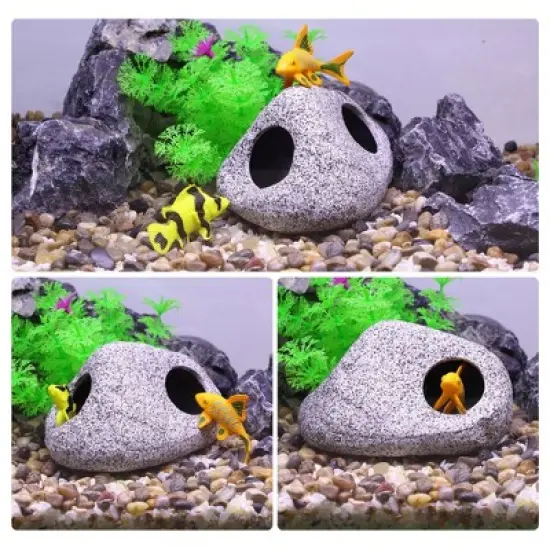 Unique Bargains Ceramic Aquarium Hideaway Rock Cave Fish Tank Decoration Gray 5.28x3.94x3.07 inches image {4}