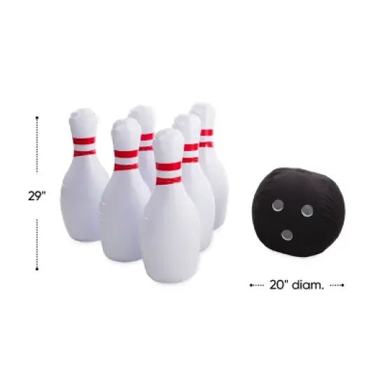 HearthSong Giant Indoor/Outdoor Inflatable Bowling Game for Kids' with Six 29"H Pins and 20" diam. Ball image {3}
