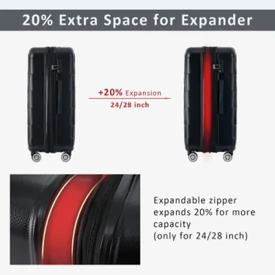 3 Piece Luggage Set with TSA Lock,Spinner Wheels, ABS Hard Shell Lightweight Expandable Travel Luggage for Men Women image {1}
