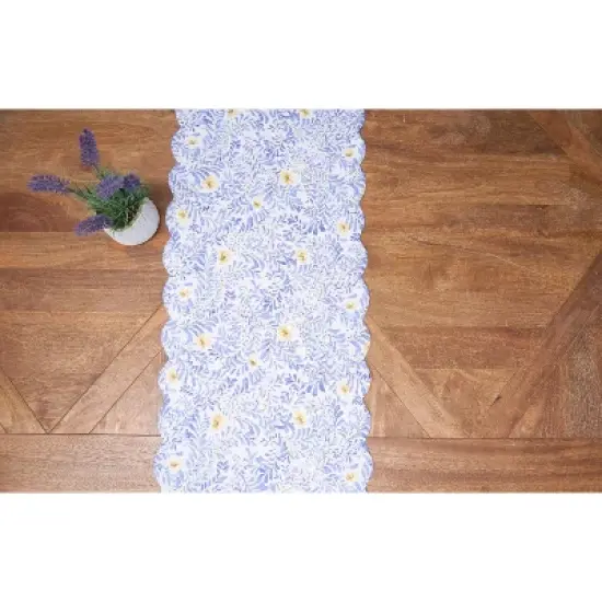 C&F Home Lovely Blues Cotton Rectangle Table Runner 14" x 51" Floral Design All Seasons Kitchen Dining Dinner Table Tablerunner Decor Decoration image {2}