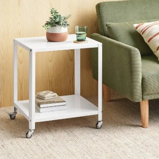 Metal Accent Rolling End Table Chalk White - Room Essentials&trade; image {1}