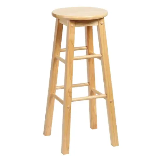 PJ Wood Classic Round Seat 29" Tall Kitchen Counter Stools for Homes, Dining Spaces, and Bars with Backless Seats & 4 Square Legs, Natural (Set of 10) image {2}