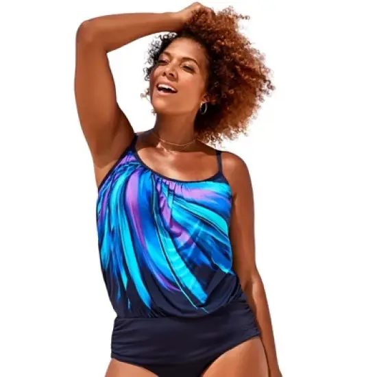 Swimsuits for All Women&rsquo;s Plus Size Lightweight Blouson Tankini Top image {9}