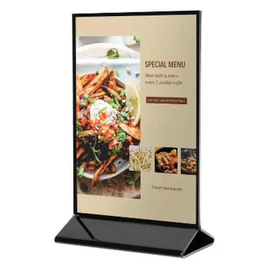 Deflecto&reg; Double-Sided Sign Holder with Black Frame and Base image {2}