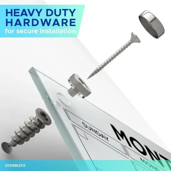 SCRIBBLEDO Magnetic Glass Calendar 24"x36" Monthly Dry Erase Planner with Marker Tray image {2}