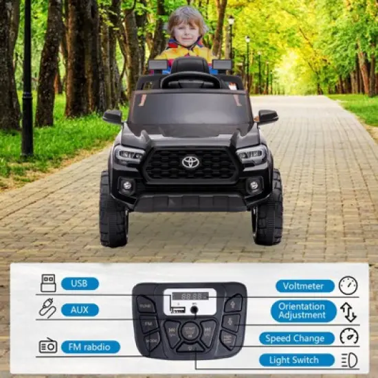 Kids Ride On Truck, Licensed Toyota Tacoma Car, 12V Battery Powered Electric Car with Remote Control,  Ride On Toy Car with lights Music for Kids 3-6 image {4}