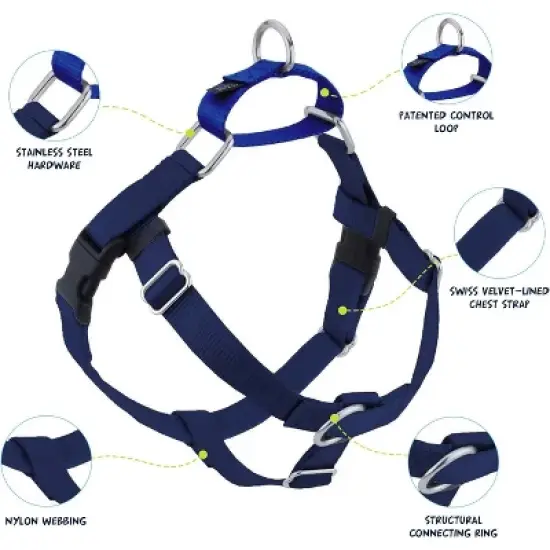 2 Hounds Design Freedom No-Pull Dog Harness with Leash, Large, 1-Inch Wide, Navy image {1}