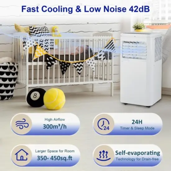 10000BTU Portable Air Conditioner, AC Cooling, Dehumidifier, Fan 3 In 1 image {2}