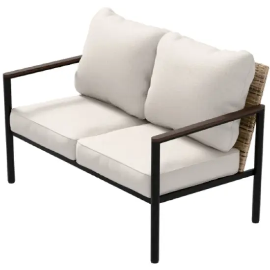 EAGLE PEAK Sunset Dune Collection Modern Outdoor Furniture Sofa, Patio Wicker Loveseat Couch with Cushions image {8}