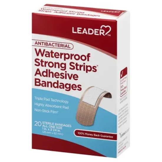 Leader Antibacterial Waterproof Strong Strips All One Size Adhesive Bandages 20 ea image {2}