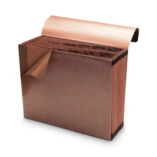 Smead TUFF Expanding Wallet, 12 Sections, Elastic Cord Closure, 1/6-Cut Tabs, Letter Size, Redrope image {4}