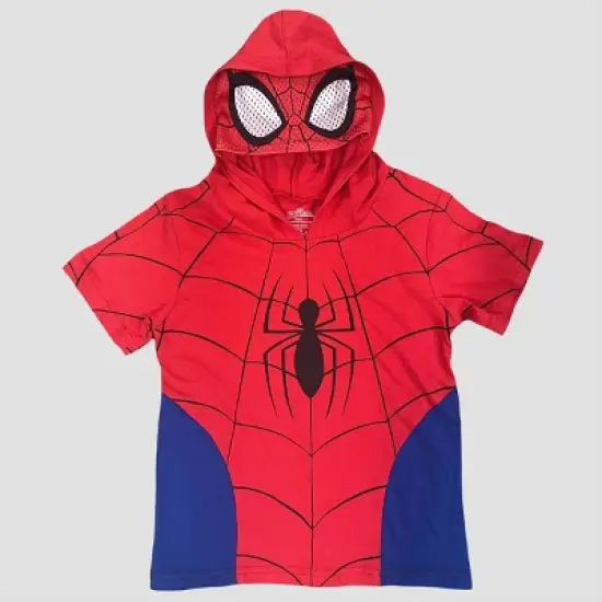 Toddler Boys' Marvel Spider-Man Hooded Short Sleeve T-Shirt - Red image {2}