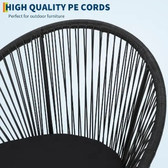 3-Piece Outdoor Seating Acapulco Chair, Modern Patio Furniture Set, Glass Top Table and 2 Chairs, Indoor and Outdoor Conversation Bistro Set image {6}