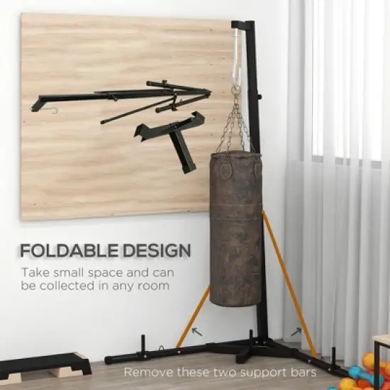 NAYSAYE Exercise Trainer Foldable Punch Bag Stand for Home Gym , Black, 67"*35.5"*88.5" image {3}