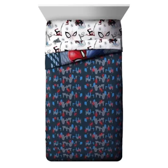 Full Spider-Man Crawl Reversible Kids' Bed in a Bag: Marvel Comforter Set with Sheets & Pillowcases, Multicolor image {1}