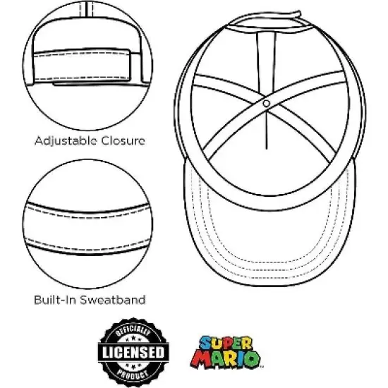 Super Mario Baseball Cap, Little Boys Age 4-7 &ndash; Black image {4}