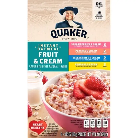 Quaker Fruit & Cream Instant Oatmeal Variety - 8ct/9.8oz image {1}