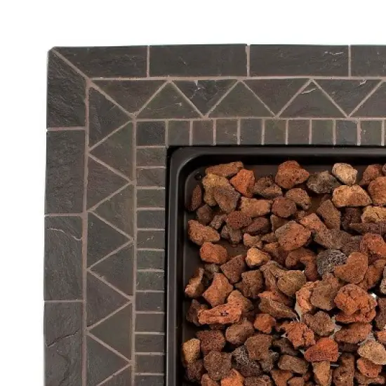 Endless Summer 30 Inch Square 30,000 BTU LP Gas Outdoor Fire Pit Table with Handcrafted Mantel, Fire Rocks, and Protective Cover, Black image {5}