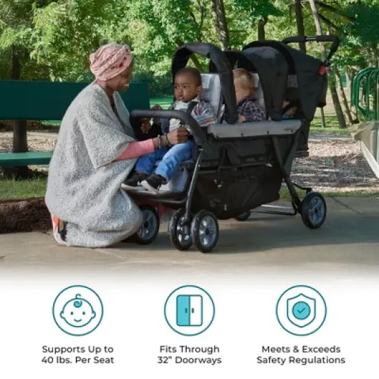 Gaggle by Foundations Compass 3 Seat Stroller, Lightweight Tandem Triple Stroller, Easy Fold, Black image {3}