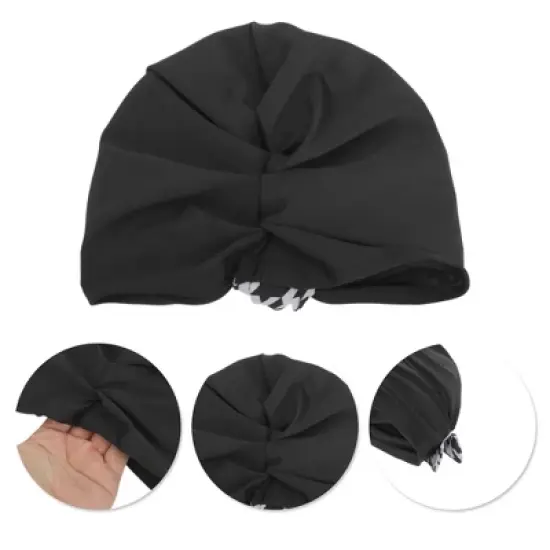 Unique Bargains Polyester Knotted Swimming Caps Black White 1 Pc image {2}