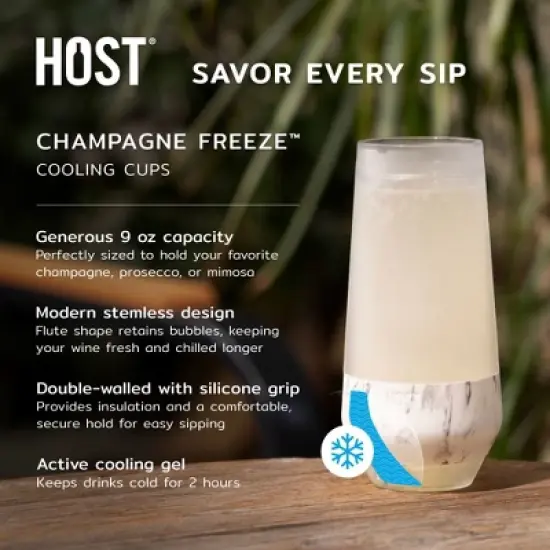HOST Champagne Freeze Double-Walled Stemless Wine Glasses Freezer Cooling Cups with Active Cooling Gel, 9 Oz Plastic Tumblers, Brown Set of 1 image {1}